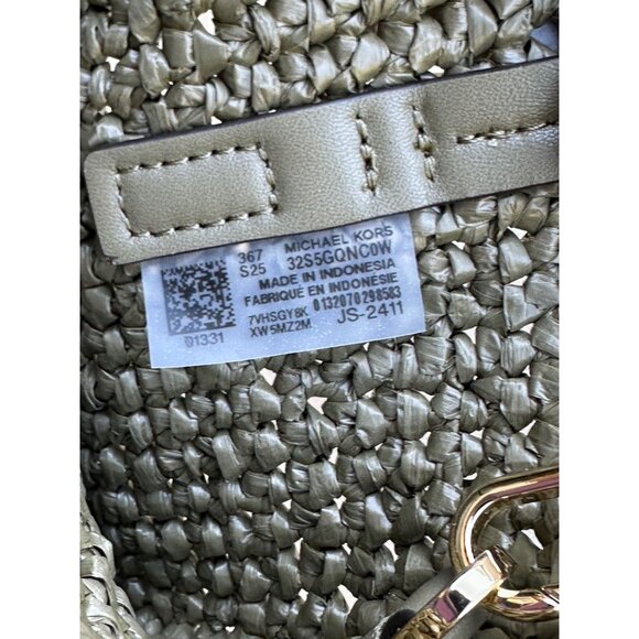 Michael Kors Safari Green Quinn Extra Small North South Straw Tote 32S5GQNC0W - Picture 5 of 16